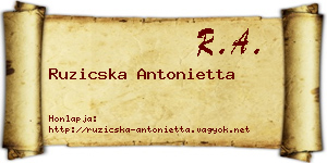 Ruzicska Antonietta névjegykártya